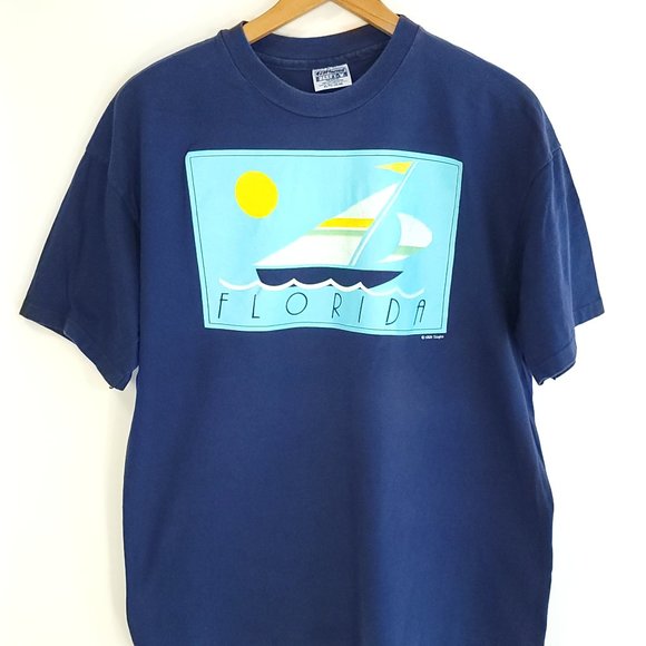 Hanes Other - Vintage Florida Graphic T-Shirt Men's XL Navy Blue Hanes Beefy T Distressed